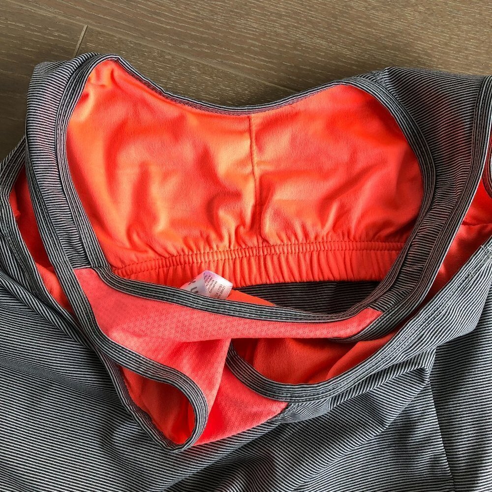 Kyodan Racer Back Striped Tank Top with Built In Bra Black/Wht/Orange Size M - Picture 11 of 12